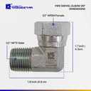 Cosmostar 1/2" NPTF Male x 1/2" NPSM Pipe Swivel Elbow 90-degree, Hydraulic Adapter