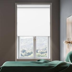 GENIMO 100% White Roller Window Shades, Window Blinds Cordless with Thermal Insulated, UV Protection Fabric, French Door Blinds for Bedroom, Home, Office, Easy to Install, White, 70x75IN