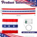 Chumia 2 Pack 20ft Lighted 4th of July Decorations Patriotic Flag Bunting with 2 LED Warm Lights 250th Anniversary Decorations Independence Day Flag Red White Blue USA Banner for Outdoor