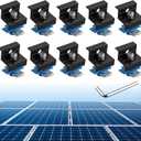 Anbte 10pcs Solar Panel End Clamp for Standard Unistrut, Aluminum 30mm/35mm Solar Panel Brackets with Nuts Bolts, Solar Panel Mounting Kit for Metal Roof, Tin Roof, Flat Roof, Sheet Roof, Black