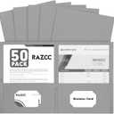 Two Pocket Folders, RAZCC 50 Pack 2 Pocket Folders Fit Letter Size Paper, Paper Folders with Pockets for School Office Business Home (Grey)