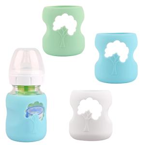3 Pack Silicone Sleeves and 3 Pack Dr. Brown's Natural Glass Baby Bottles, 5 oz (White+Blue+Green) (5 Ounce)