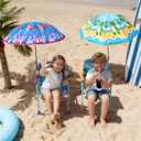 WERNNSAI Kids Beach Chair with Umbrella, Toddler Outdoor Folding Camping Chair with Canopy Sun Shade for Beach Pool Travel Picnic for Age 1-3 (Mermaid), 9.8"D x 13.7"W x 27"H