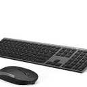 Wireless Keyboard and Mouse, Vssoplor Rechargeable Quiet Full-Size Keyboard and Mouse Combo Set Ultra Slim Design for Laptop, PC, Notebook, Desktop-Dark Gray