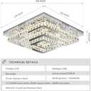 24" Large Crystal Chandelier with Remote Control, 3 Color Temperature Light Fixture & Brightness Adjustable, Modern Flush Mount LED Ceiling Light Fixture for Living Room Kitchen Hallway Dining Room (Silver)