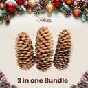 Large Pine Cones for Crafts, 912 Inch Real Natural Sugar Pinecones, Set of 3 Large Decorative Pine Cones for Vase Filler, Holiday Dcor, Rustic Table Centerpieces, DIY Wreaths Natural