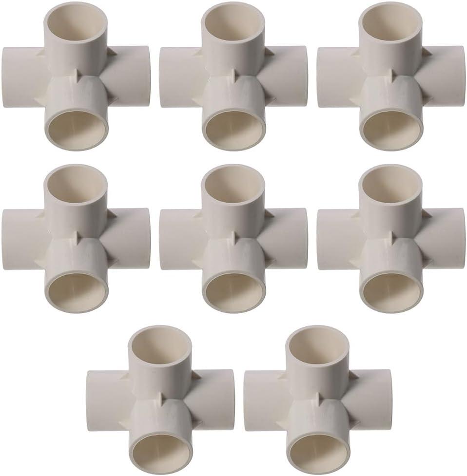 8Pcs 4 Way PVC Fittings, 1 Inch Furniture Grade Elbow Fitting for Building Heavy Duty PVC Furniture Side Outlet Tees Conner Fittings