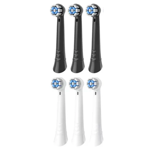Replacement toothbrush heads, i27-2-6pk, 3 black, 3 white