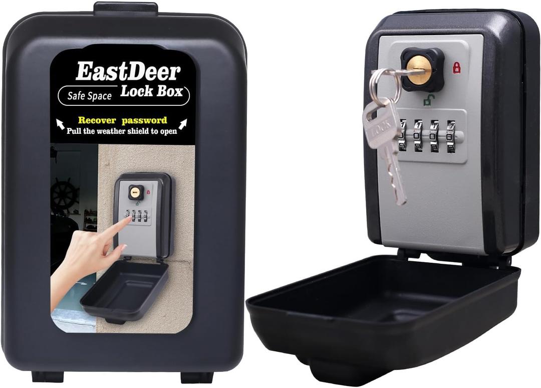 Wall Mount Key Lock Box Outdoor Key Lock Box with Resettable Combination Lock Boxes for keys Wall Mounted Key Safe Boxes for Outside, Garage, Home, Office