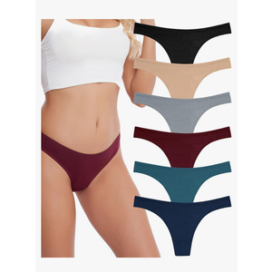 Women's Breathable Cotton Thong Panties Pack of 6, XL