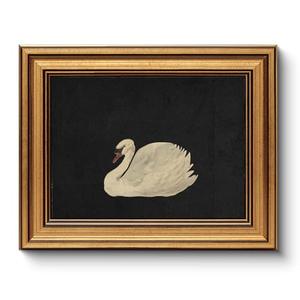 HUARCEY Gold Framed Vintage Wall Art for Living Room, Grace Swan Art Painting Pictures Rustic Animal Bathroom Prints Farmhouse Wall Decor Mother's Day Gifts for Mom Canvas Swan Shelf Decor for Bedroom