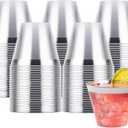 Goodluck 100PCS 9oz Plastic Cups for Party, Disposable Silver Cups, Plastic Cocktail Glasses for Wedding Thanksgiving, Christmas, and Parties