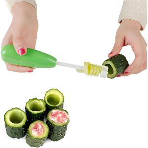 Veggie Corkscrew,Hollow-Out Veggie Drill,4 Sizes Replaceable Head Vegetable Spiral Cutter Digging Tool Kitchen Gadget,Easy Remove The Seeds Of Your Veggies & Fruits