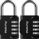 Puroma 2 Pack Combination Lock for Locker 4 Digit Outdoor Waterproof Padlock for School, Gym, Sports, Fence, Toolbox, Gate, Case, Outdoor, Hasp Storage (Black)