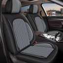 2 Front Car Seat Cover Fit for Honda Pilot 2005-2016, Faux Leather for Pilot Seat Covers Waterproof Auto Seat Cushion Protector Compatible Airbag (2 Seats,Black&Dark Grey)