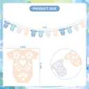 AmazingSpark 4 Set Cielito Lindo Baby Shower Garland 48 Pcs Blue Papel Picado Party Decorations Mexican Lace Baby Bodysuit Banner Card with Hanging String for Gender Neutral Party Supplies