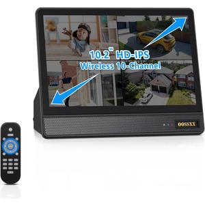 OOSSXX (5MP 10CH All in One NVR) 10.1'' LCD Monitor for Home Security Cameras Wireless Outdoor Security Camera System,WiFi NVR Network Surveillance Video Recorder Indoor House Alarm