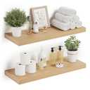 Long Floating Shelves for Wall - Bathroom & Bedroom Storage, Set of 2 with Invisible Brackets, 24''W x 9.3''D x 1.5''H,Set of 2-MDF