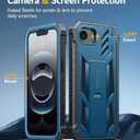 FNTCASE for iPhone 16e Phone Case: Military Grade [Built-in Screen Protector] [Kickstand] Matte Textured Drop Proof Protection Cover | Rugged Shockproof TPU Protective Sturdy Cases 2025 - Blue