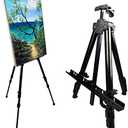 Art Painting Display Artist Easel Stand,Ns Jymb Portable Metal Adjustable Easels for Painting Canvases Height from 17 to 66 Inch - Carry Bag for Table-Top/Floor Displaying and Wedding Signs - Black