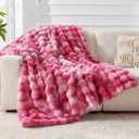 Faux Fur Throw Blanket for Couch, 1000 GSM Cozy Fuzzy Fluffy Soft Plush Thick Bubble Sherpa Blanket for Sofa Bedroom Living Room, Mothers Day Birthday Gifts for Women Home Decor (Pink)