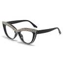 LJCZKA Rhinestone Cat Eye Glasses Women Vintage Anti Eyestrain Blue Light Blocking Computer Glasses Diamond Eyewear (Diamond Black Clear)