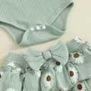 Aunties Bestie Baby Clothes Daddys Girl Newborn Short Sleeve Romper Daisy Skirt Shorts 3Pcs Set Infant Spring Outfit (Green)