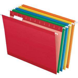 Pendaflex Hanging File Folders, 25 Pack, Letter Size (8.5" x 11"), Assorted Colors: Green, Blue, Red, Yellow, Orange, 5 Tab Positions, Reinforced, Includes Tabs and Inserts, Durable Hanging Files