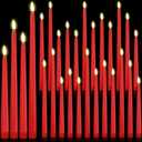 Rossesay 24 Pcs Flameless LED Taper Candles Battery Operated Candles 8.58'', 9.69'', 10.98'', 12.91'', 12.8'' Flameless Candlesticks Flickering for Halloween Christmas Church Wedding (Red)