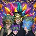 Mardi Gras Backdrop Carnival Masquerade Photography Background Mardi Gras Birthday Party Decoration Supplies (8x6FT240x180cm)