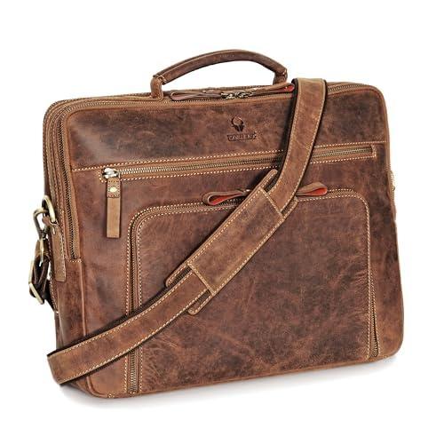 DONBOLSO Leather Messenger Bag for Women and Men - 15x12x4-Inch Handcrafted Shoulder Bag for Laptop - Attache Case for Office Essentials - Leather Briefcase for Work, Business, Travel - Vintage Brown (Large) DONBOLSO Leather Messenger Bag for Women and Men - 15x12x4-Inch Handcrafted Shoulder Bag for Laptop - Attache Case for Office Essentials - Leather Briefcase for Work, Business, Travel - Vintage Brown (Large)