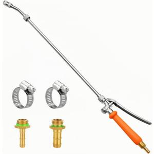 All Metal Replacement Sprayer Wand, 1/4" & 3/8" Brass Barb Sprayer Wand with Stainless Steel Shut off Valve & 2 Hose Clamps (29 Inches)