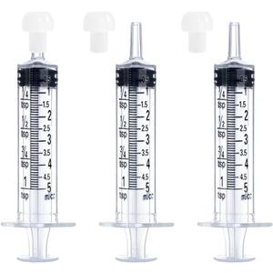 5mL Syringe for Liquid, Food, Oral, Scientific Labs, Measurement, Dispensing, Press-In Adapter, Craft, Big Tip with Cap- 3 Pack 5ml Syringes with tsp & mL Measurement