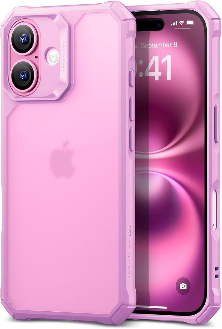 ESR for iPhone 16 Case, Military-Grade Protection with Shock-Absorbing Corners, Scratch-Resistant and Anti-Yellowing Acrylic Back, Slim Protective Phone Case, Air-Armor Series, Frosted Purple