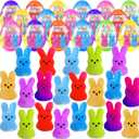 18 Pcs PreFilled Easter Eggs with Plush Bunny Toys Inside Perfect for Kids Girls Boys Easter Eggs Hunt Easter Basket Stuffers Party Favors Gifts