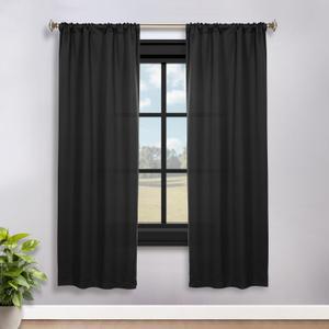 Superior Blackout Curtains, Room Darkening, Bedroom, Drapes, Kitchen, Living Room Window Accents, Sun Blocking, Thermal, 2 Pack, Solid Blackout Curtains, Set of 2, 36" x 72", Black
