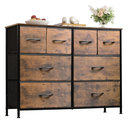 WLIVE Dresser for Bedroom with 8 Drawers, Wide Fabric Dresser for Storage and Organization, Bedroom Dressers, Chest of Drawers for Living Room, Closet, Entryway, Rustic Brown Wood Grain Print
