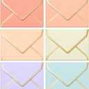 Invitation Envelopes, 30-Pack 5x7 Envelopes for Invitations, Gold Foil Bordered Colored Envelopes, A7, 5 1/4 x 7 1/4 Inches, 6 Pastel Colors