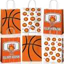 JOYGATHER 24 Pcs Basketball Party Favors Bags with Handles, Basketball Goodie Gift Candy Treat Snack Bags with 3 Different Types for Birthday Party Supplies