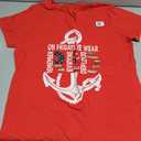 Womens On Fridays We Wear Red Remember Everyone Deployed Navy V-Neck T-Shirt, L