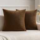 MIULEE Pack of 2 Chocolate Velvet Throw Pillow Covers 16x16 Inch Soft Solid Decorative Square Set Cushion Cases for Couch Sofa Bedroom