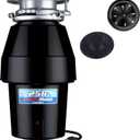 Waste Maid 10-US-WM-258-3B Garbage Disposal Anti-Jam Stainless Steel Food Waste Grinding System, 1/2 HP Mid Duty, Black