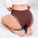 Seamless Briefs Underwear for Women Hipster No Show Panties Soft Stretch Bikini Invisible Breathable Sewn Crotch (Beige, M)