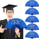 Roowest 6 Pcs Graduation Fans Foldable Handheld Fans Class of 2026 Hand Holders Graduation Photo Prop Grad Party Supplies Graduated Gift for Grad Holiday Favors (Royal Blue)