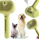 2 x Cat/Dog Grooming Brush with Steamer - Deshedding Brush for Pet Hair, Bath Brush with Water Spray and Hair Comb (Yellow)