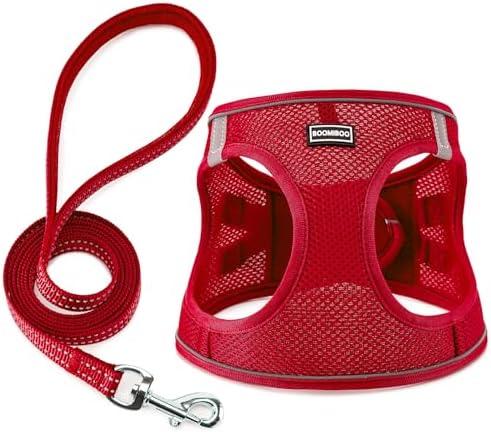 Dog Harness with Leash Set, No Pull Adjustable Reflective Step-in Puppy Pet Vest Harnesses for SmallDogs and Cats,Red