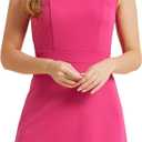 Allegra K Women's Work Dress Round Neck Solid Color Sleeveless A-Line Business Casual Office Dresses (Medium)