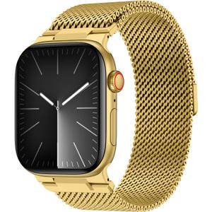KYISGOS Milanese Loop Band Compatible with Apple Watch Band 49mm 46mm 45mm 44mm 42mm Men Women, Magnetic Clasp Metal Strap for iWatch Ultra 3 2 1 Series 11/10/9/8/7/6/5/4/3/2/1 SE3 SE2 SE, Gold