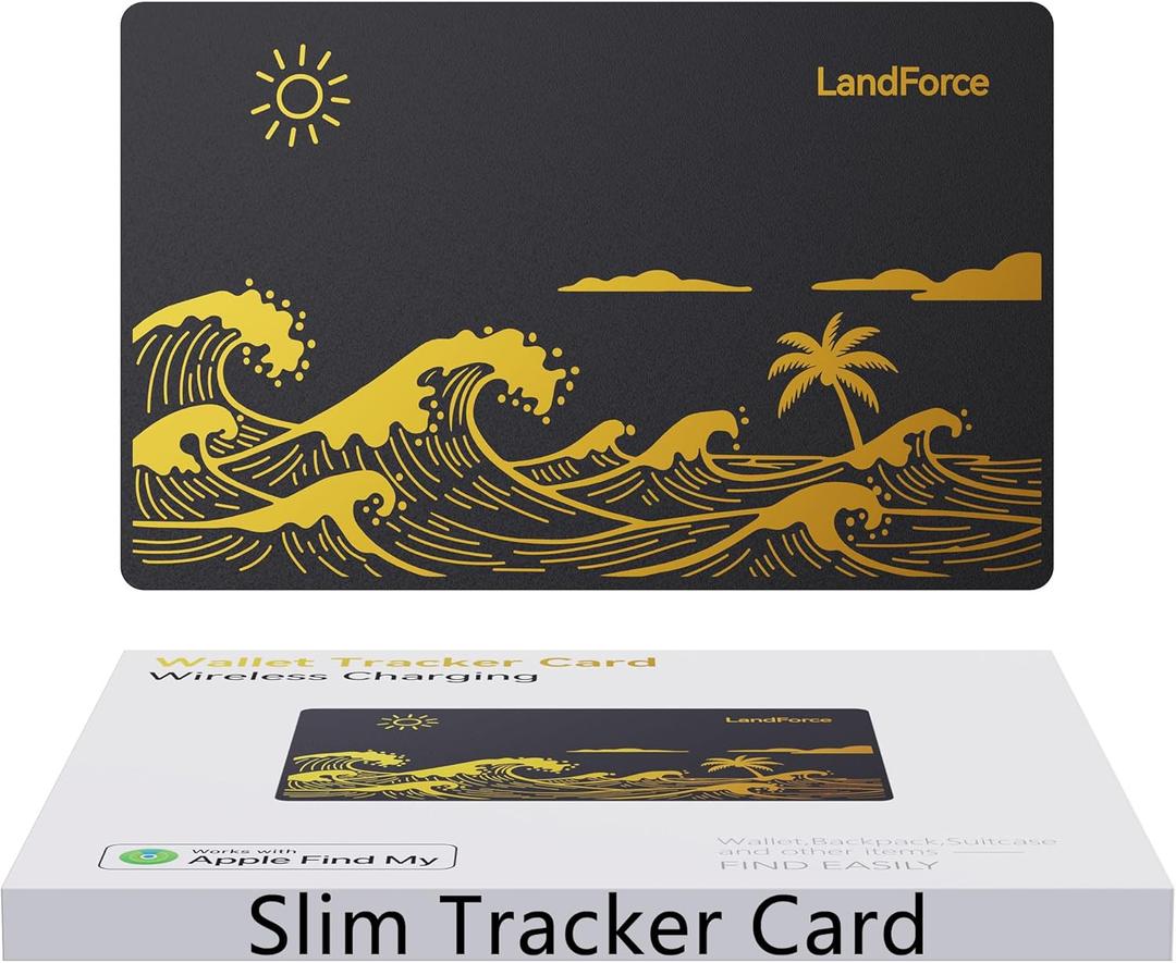 Original Air Tag Wallet Tracker Card 0.07in IP68 Waterproof Bluetooth Tracker Smart Finder, Passport, Work with Apple Find My, Wireless Charging, Card Locator[Apple MFi Certified] iOS Only (GOLDEN-1PC)