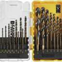 DEWALT Drill Bit Set, 21-Piece, 135 Degree Split Point, 31 Degree Helix, Black Oxide Coated, For Plastic, Wood and Metal (DWA1181) (One Size)